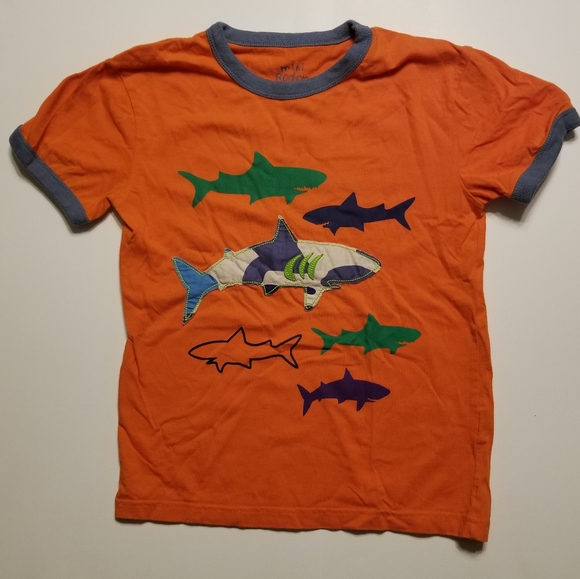 2012 vguc Mini Boden 7-8 years orange camo shark tee - Picture 3 of 11